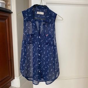 Hollister Blue Button-up Tank Top